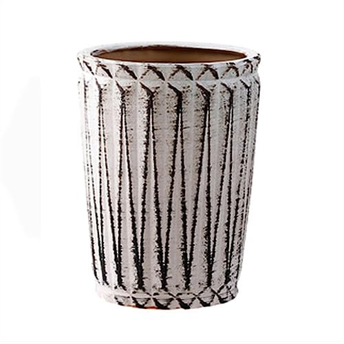 Maceta Interior Macetas Redondas con Encaje Prismáticas Macetas Vintage Cilindro Alto Cerámica Macetas Grandes Simples Decoración de Cultivo de Plantas Verdes Grandes Jardineras Exterior ( Size : L )