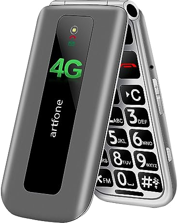 artfone F30 4G Seniorenhandy Klapphandy Ohne Vertrag丨Großtasten Mobiltelefon丨2,4 Zoll Farbdisplay丨SOS Notruftaste丨Ladestation丨Handy für Senioren丨FM Radio丨1300mAh Akku丨Zeitansagefunktion - Silbergrau