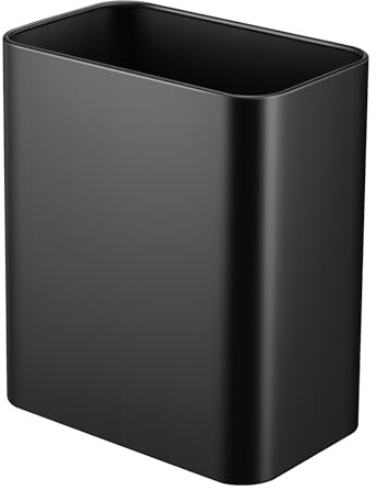 TIPGO Small Metal Trash Can, 2.1 Gallon Slim Trash Can for Bathroom, Wastebasket Garbage Bin for Bedroom, Office, Kitchen, Under Sink (Matte Black)