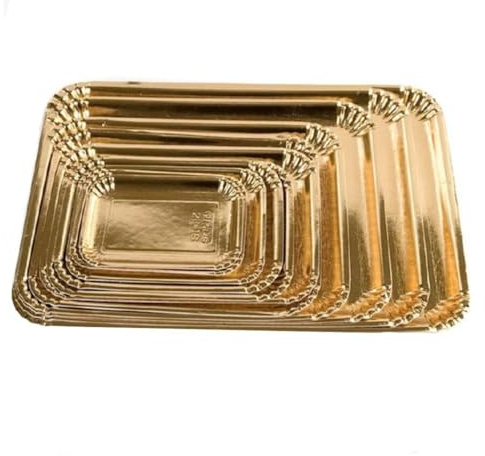 Vassoio in Cartone ORO Pasticceria Confezione da 10 kg VARI FORMATI roma milano Vassoi Monouso per Dolci Pasticcini Torte pasta all'uovo (Misura 10 36,2x52,5cm - Circa 39 pezzi)