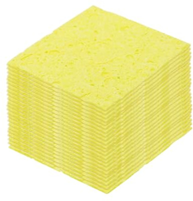 QUARKZMAN 15 Stück Lötschwamm 6 x 6cm Quadrat mit Löchern Gelbe Reinigungspads Lötspitzen-Ersatz zum Reinigen des Lötkolbens