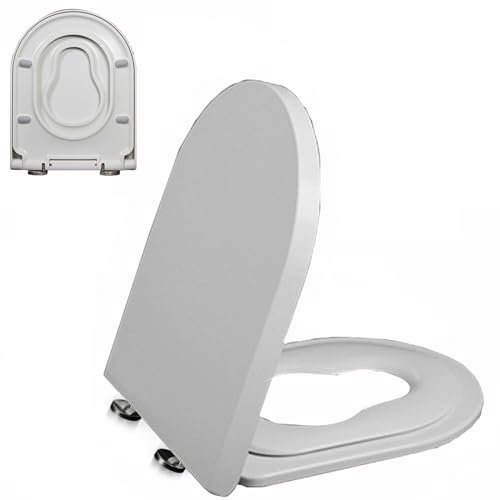 MMUNNA U Form WC-Sitz mit Magnetischer Kindersitz, Toilettendeckel aus Harnstoff-Formaldehyd, Klodeckel mit Absenkautomatik und Quick-Release-Funktion, Familien Toilettensitz, Weiß