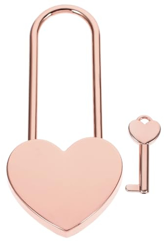 HOMSFOU Heart-Shaped Padlock with Key 3.74 Inch Mini Lock for Jewelry Box Diary Backpack Suitcase Couples Wishing Lock