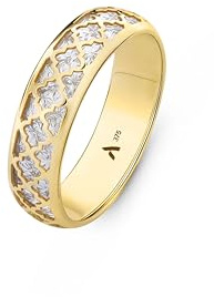 Amberta Allure Bague pour Femme en Or 9 Carats à Taille Diamant: Alliance en Or pour Femme - Taille 55.1