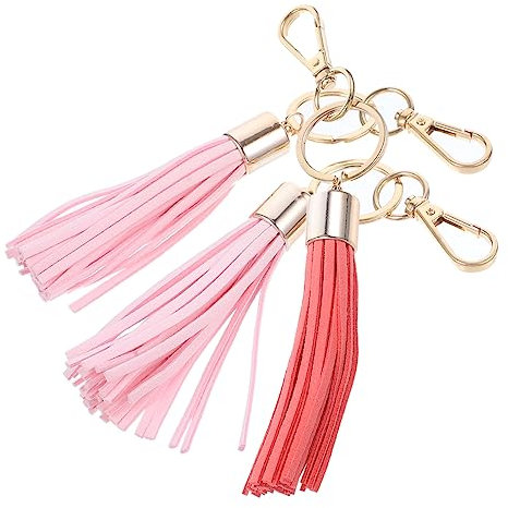 Operitacx Quaste Schlüsselanhänger Kreative Anhänger Für Taschen Und Schlüssel Dekoration Für Frauen Und ädchen Dunkelrosa + Hellrosa + Wassermelonenrot