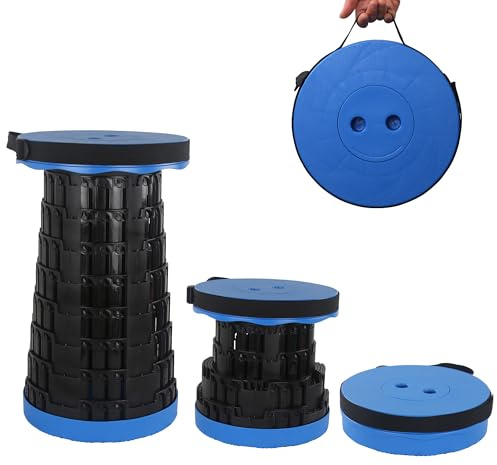 HVDHYY Silla Plegable Ligera, Capacidad Máxima de Carga 215kg / 470pound, 7 Alturas Ajustables, Taburete Plegable Senderismo, Pesca, Viajes, Barbacoa, Jardín, Aire Libre, Interior Azul