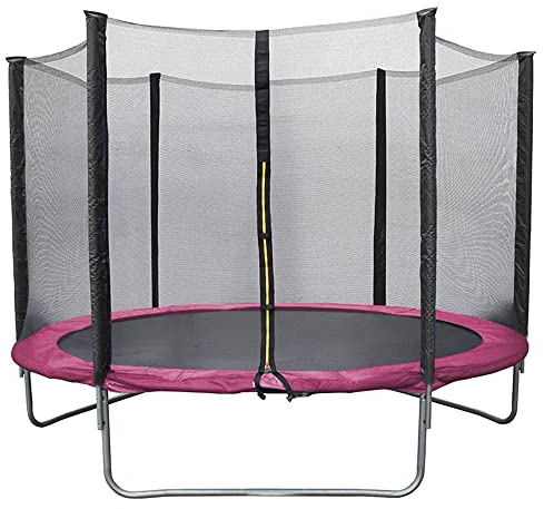 Kedia Trampolin für Kinder, Gartentrampolin mit Schutznetz, Gartentrampolin für den Außenbereich, Freizeit-Trampoline & Fitness-Trampolin (Schwarz + Rosa, Ø 183 x 225 cm)