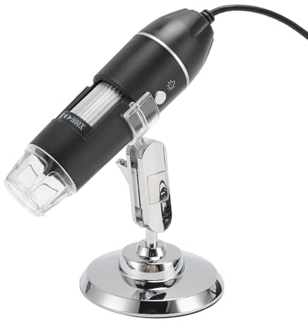 Zunate Digitales Mikroskop, 1080P Bildauflösung, 1600-fache Vergrößerung, USB-Mikroskopkamera mit 8 LED-Leuchten für Haut, Pflanzen, Maschineninspektion