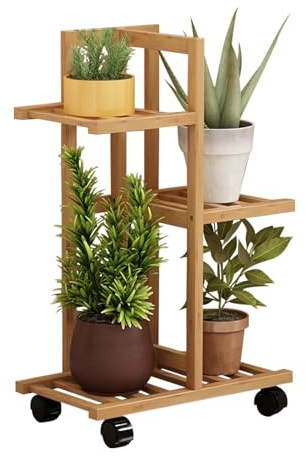 Generisch Soporte para plantas en maceta, estantería para plantas en maceta, estantería de soporte multietapa con ruedas para varias macetas, estantes para plantas de interior, accesorios de jardín