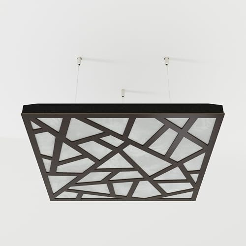 2er-Pack – Abgehängtes Decken-Akustikpaneel mit Samtstoff und Befestigungsset | 50x50x5cm | Schallabsorption und Diffusion | Akustikbehandlung für zu Hause [SKYROSS - Wenge | Weiß]