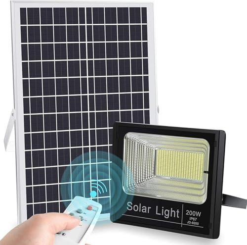 Projecteur Solaire À LED 25 W, 40 W, 60 W, 100 W, 200 W, Capteur De Crépuscule À L'aube, Éclairage D'extérieur for Jardin, Rue, Étanche IP67, Économie D'énergie(200w)