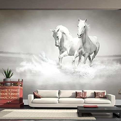 XLMING Cheval Blanc Vintage Papier Peint 3D Intissé Salon Canapé Chambre À Coucher Salle Manger Intérieure Murale-400cm×280cm