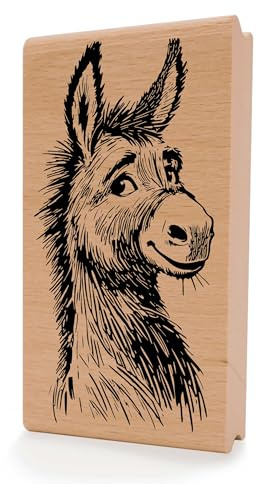 NEWSTAMPS Stempel Balduin Motivstempel aus Holz & Gummi zum Karten und Geschenke basteln, Holzstempel für Tiere, Esel, Tierstempel, Scrapbook, Textilstempel, Deko, Freunde