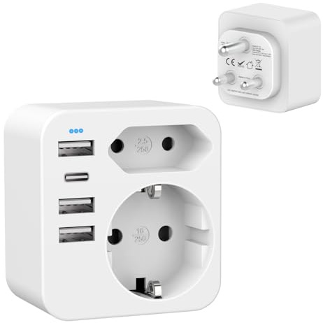 HANYEAL Adaptateur de voyage Afrique du Sud type M avec 4 ports USB 3,4 A pour Afrique du Sud, Mozambique, Bhoutan, Namibie, Botswana