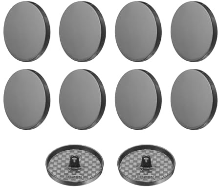 QUARKZMAN 10 Stück Knöpfe 30mm Metall Flache Buttons zum Annähen Runde Bastelknöpfe für Bekleidung Hosen Mantel Jacken Blazer Hemd Anzüge Dekorieren Handwerk Selber Machen, Schwarz
