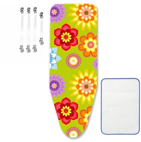 Copriasse da stiro XL 160 x 60 cm con 4 clip e 1 panno da stiro, durevole, resistente al calore, misura universale per una facile stiratura e massima protezione