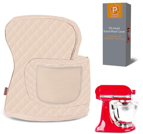 Abdeckung für Standmixer, Kompatibel mit dem Kitchen Aid Mixer mit Kippkopf und Aufbewahrungsbeutel (Weiß)