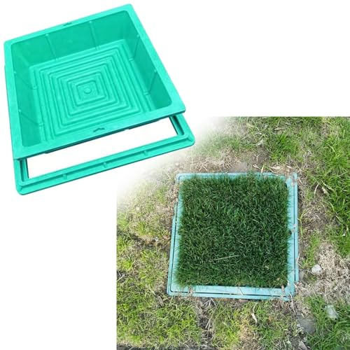 Couvercle de Regard Couvercle de Drain Encastré avec Cadre, Carré Couvercle de Regard Pot de Plantation pour Jardin Jardin, Couvercles de Fosse Septique Décoratifs Verts Encastrés(50x50cm (19 3/4x19