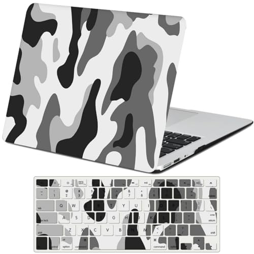 FFBOFFC Hülle Kompatibel für MacBook Pro 13 Zoll 2012 2011 2010 2009 2008 Alte Version Modell A1278 mit CD-ROM, Plastik Hartschale Schutzhülle Case & Tastaturabdeckung, Schwarze Tarnung