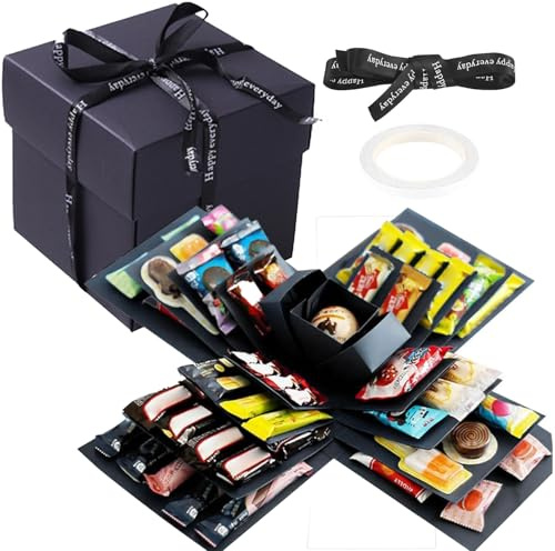 Caja sorpresa de explosión, caja sorpresa de cumpleaños, caja sorpresa de cumpleaños, caja sorpresa de explosión, caja de regalo de 5 capas para regalos de San Valentín, aniversario de boda