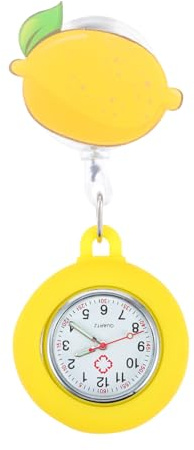 FOMIYES Reloj de Enfermera Retráctil Amarillo de Cuarzo y Aleación | Vidrio, Resistente al Agua, para Chicas, Diseño Luminoso Clip y Formato Telescópico