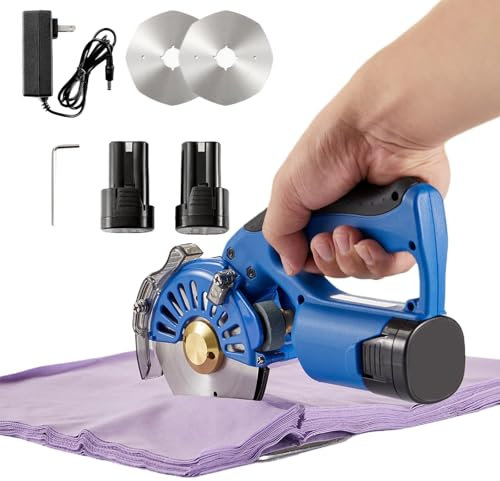 Taglierina Rotante Per Tessuti, Taglierina Elettrica Per Tessuti A 5 Velocità Con 2 Batterie Da 16,8V E 2 Lame, Taglierina Rotante Elettrica, Macchina Per Il Taglio Della Pelle(120mm)