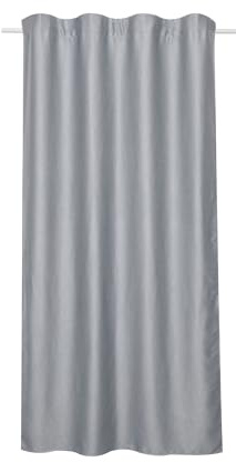 Sehlbach Tenda pronta per l'uso con fettuccia, Texture lucida oscurante, Grigio argento, 135x245 cm, A risparmio energetico in inverno, Termoresistente in estate, Fonoassorbente, Certificato Oeko-Tex
