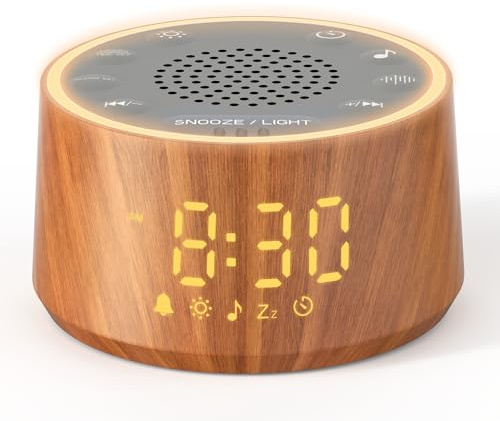 Dreamegg Máquina de Ruido Blanco Bebé para Dormir con Despertador, 25 Sonidos Relajantes, Luz Nocturna Ajustable con 10 Colores, Temporizador 10–480 Minutos, Pantalla Regulable, 7 Tonos de Alarma