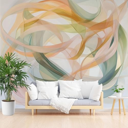 Rayures Géométriques Colorées Papier Peint Panoramique, Lignes Abstraites Papier Peint Intissé, Esthétique Moderne Tapisserie Murale Cuisine Salle de Bain, Décoration Murale Chambre, 150 x 105 cm