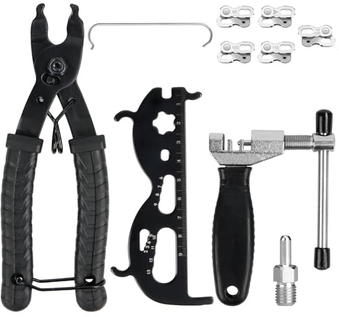 Kit de réparation de chaîne de vélo avec dérive-chaîne, pince à chaîne de vélo, 5 paires de rivets de chaîne de vélo 6 à 12 compartiments, chaîne de vélo précise et rapide