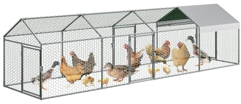 Freilaufgehege 4x1x1m - Hühnerstall aus Metall Begehbar mit Dachabdeckung - Hühnergehege für Garten Wetterfestes - Tür & Riegel Stabil Geflügelstall Freigehege für Hühner, Kleintiere & Pflanzen