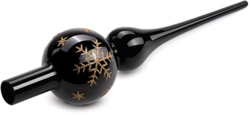 Weihnachtsbaumspitze aus Glas, Christbaumspitze Schwarz, 26cm Baumspitze Weihnachten, Tannenbaum Spitze, Weihnachtsbaum Krone - Leicht und Dennoch Robust, Glänzend und Elegant (Schwarz)
