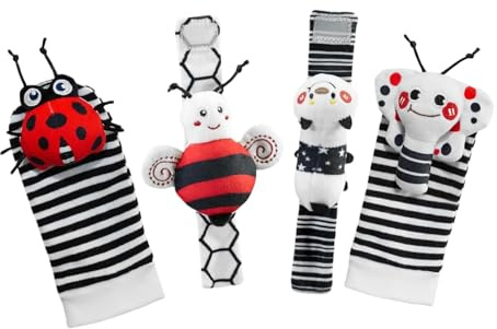 Chaussettes hochet pour bébé – Ensemble de jouets de développement sensoriel doux, hochet et bracelet | Cadeau de jeu éducatif pour bébés garçons et filles, accessoire de stimulation
