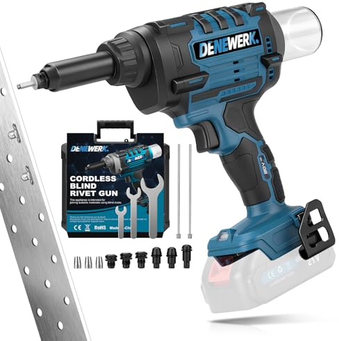Trådlöst nitpistolverktyg Batteridriven nittång, 10 000 N nittpistol borstlös kompatibel med Makita 18 V, automatisk elektrisk popnittång för stålblindnitar 2,4–4,8 mm & aluminiumblindnitar 2,4–6 mm