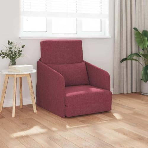Tonture Bäddsoffa vinröd, 65 x 80 x 83 cm sammet, justerbar soffa för vuxna, loungefåtölj med metallram, sovfåtölj för sovrum