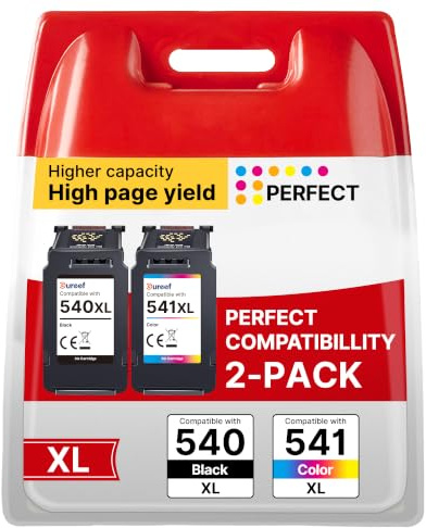 540XL and 541XL Ink Cartridges Twin Pack Replacement for Canon 540 and 541 Ink Cartridges PG-540XL Black CL-541XL Colour Printer Ink for Canon Pixma TS5150 TS5151 MG3600 TS5100 MG3650 MG3650S(2-Pack)