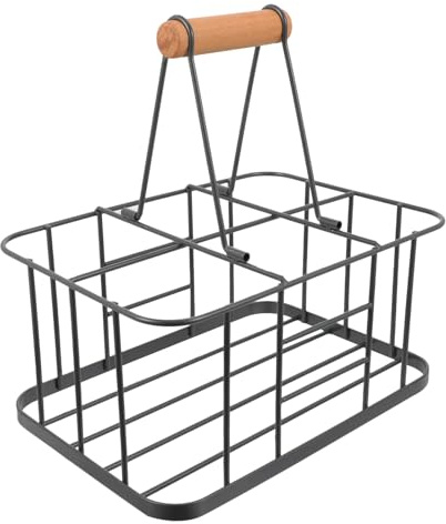 VALICLUD Freestanding Iron Wine Rack Holder for Red Wine Bottles, Gray Metal Storage Shelf with Handle, Countertop Alcohol and Vine Bottle Organizer for Home Bar and Kitchen