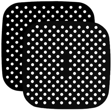 VOOSFSIE 2 Piezas Alfombrillas Silicona Premium Freidora de Aire Cuadrada, Alfombrillas de Silicona Perforada Reutilizables Air Fryer Liner, Accesorios para Freidoras sin Aceite (21.5cm)