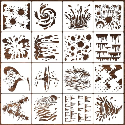 16 plantillas de graffiti para pintura en aerosol, salpicaduras y manchas, plantillas para zapatos, para pintura artística DIY sobre madera, lienzo, papel, tela, suelo, pared