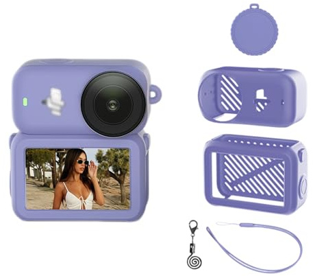 Silicone Case with Lens Cap Protector Compatible for DJI Osmo Nano（Purple） | Full Protective silicone Cover Shell Compatible for DJI Osmo Nano, scratch-proof soft skin with lens cap & wrist strap