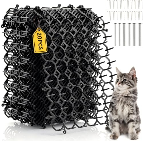 20 rejillas antiespinas contra gatos, 15 x 20 cm, alfombrilla antigatos con púas, seguridad de plástico suave, ahuyentador de gatos, para jardín, plantas, sofá, coche