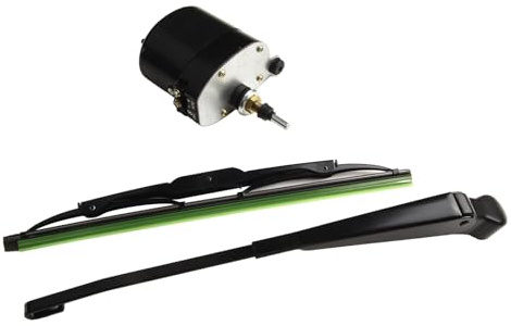 Lecreatekit Kit motore tergicristallo 12 V, compatibile con jeep per willys trattori barche ATV UTV, include bracci e lame per anteriore e posteriore