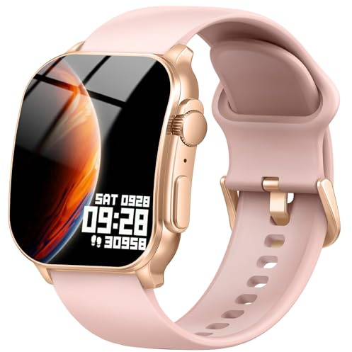 Smart Watch for Men Women, 2.01 AMOLED HD Curved Screen Fitness Watch with Bluetooth Call, Step Watch with Heart Rate/Sleep/Stress Monitor, IP68 Long Battery Sports Smartwatch for Android iOS Pink