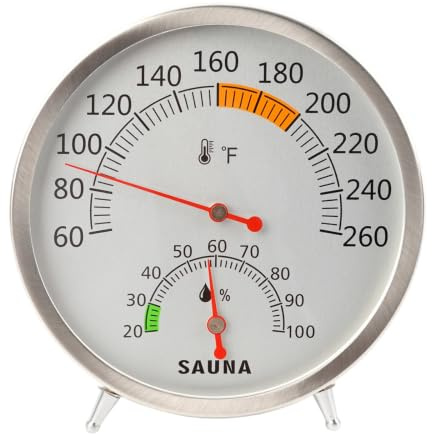 Sauna Climate Meter Temp Humidity Gauge Mechanical Stainless Steel Analog Meter for Spa Room Reading Use Analog Sauna Gauge Mechanical Stainless Steel Room Climate Home Humidity Spa Temp