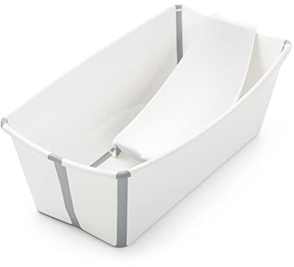 Stokke Flexi Bath Bundle, Weiß - Faltbare Babybadewanne + Neugeborenenstütze - Langlebig & Einfach zu verstauen - Bequem zu Hause oder auf Reisen - Am besten für Neugeborene & Babys bis 48 Monate