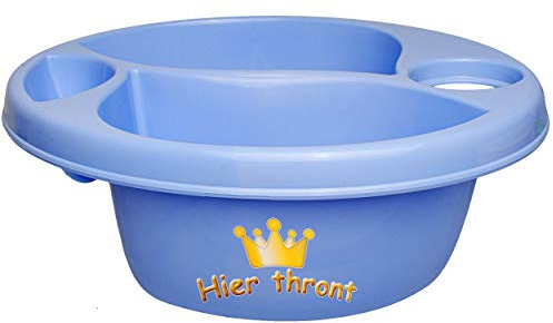 alles-meine.de GmbH 3 Kammer - Schüssel/Waschschüssel/Kinderwaschbecken - blau Hier thront Bieco - mit Seifenablage - Organizer - Reinigungsmittel Aufbewahrungsbox - Pfle..