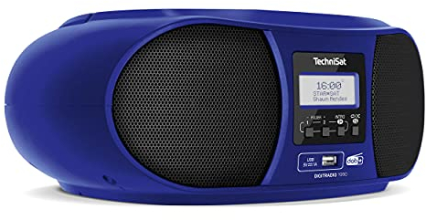 TechniSat DIGITRADIO 1990 - Stereo-Boombox mit DAB+/UKW-Radio und CD-Player (Bluetooth-Audiostreaming, Kopfhöreranschluss, USB, AUX in, Ladefunktion, Uhr, 2 x 1,5 Watt Ausgangsleistung) blau