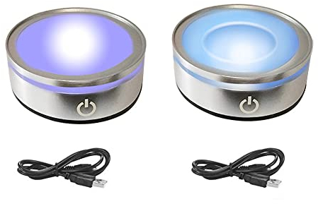 YWNYT LED Lichtsockel für 3D-Kristallglas Showständer Schmuckständer Displayplatte LED Light Display Base Basis-Ständer mit Empfindlichem Touch-Schalter (2 Stück)