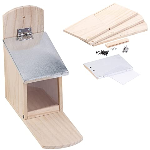 Royal Gardineer Eichhörnchenhaus Bausatz: Wetterfestes Futterhaus mit Metalldach für Eichhörnchen, Holz-Bausatz (Futterstation, Futterhaus für Nagetiere, Futterautomat)