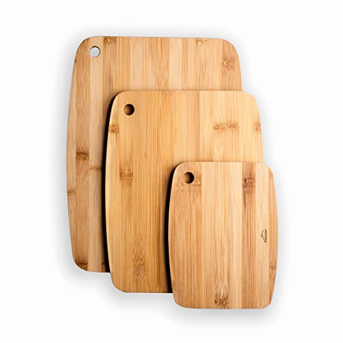 Lacor 60523 - Set 3 tablas de corte de Bambú 100% Natural, Tabla Cortar | En madera natural, listo para el uso diario en cocina; ideal para cocina profesional y uso diario en casa, cómodo y funcional